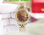 Swiss Replica Rolex Datejust Two Tone Gold Brown Dial Jubilee Band Diamond Watch 31MM